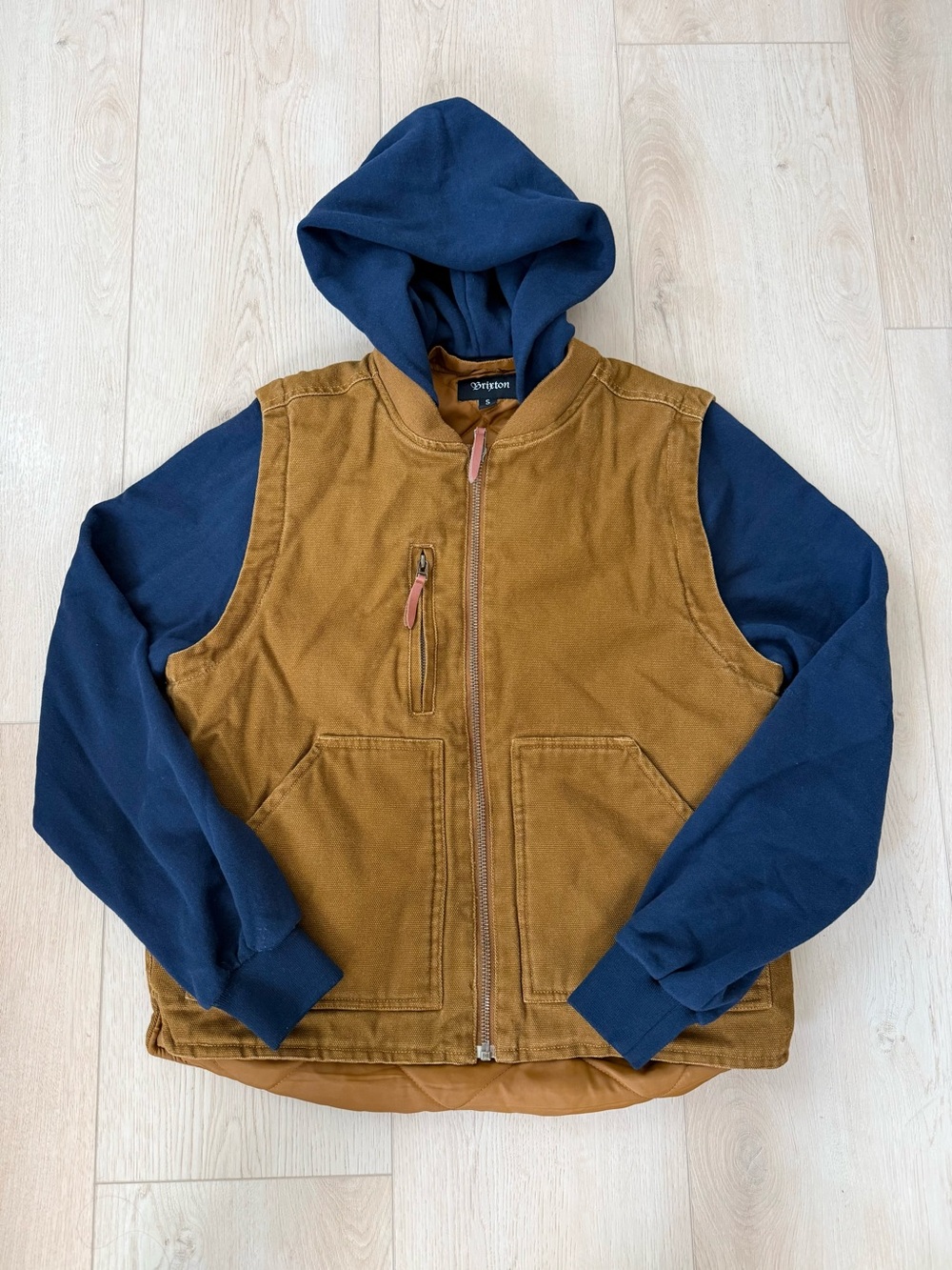 Brixton 3 in 1 Men’s S Two-Tone Hooded Work Hooded Jacket/Vest Navy and Brown